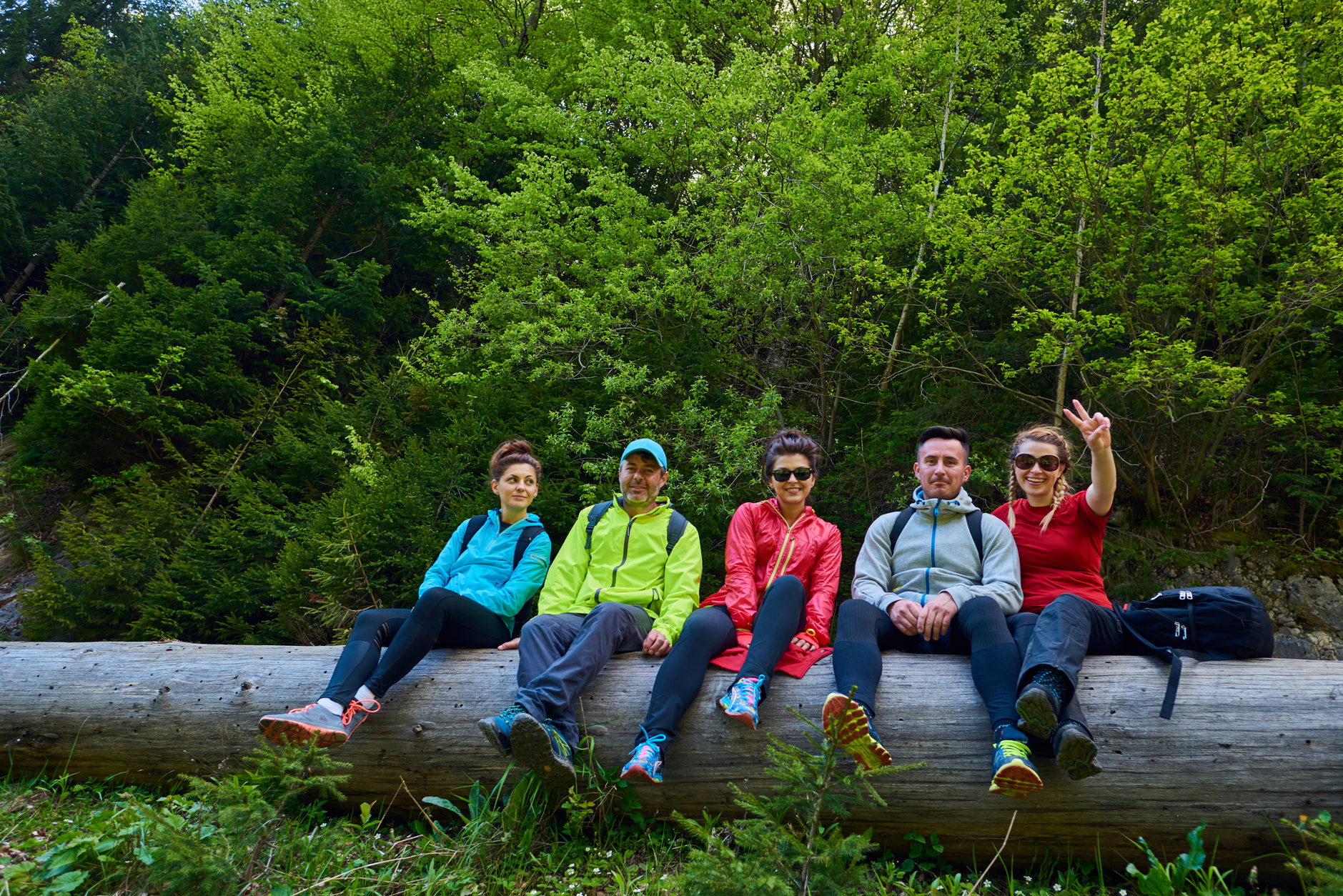 hiking team resting